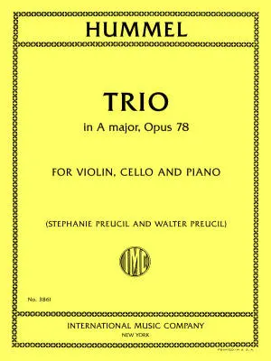International Music Company - Trio in A major, Op. 78 - Hummel/Preucil - Piano Trio - Parts Set