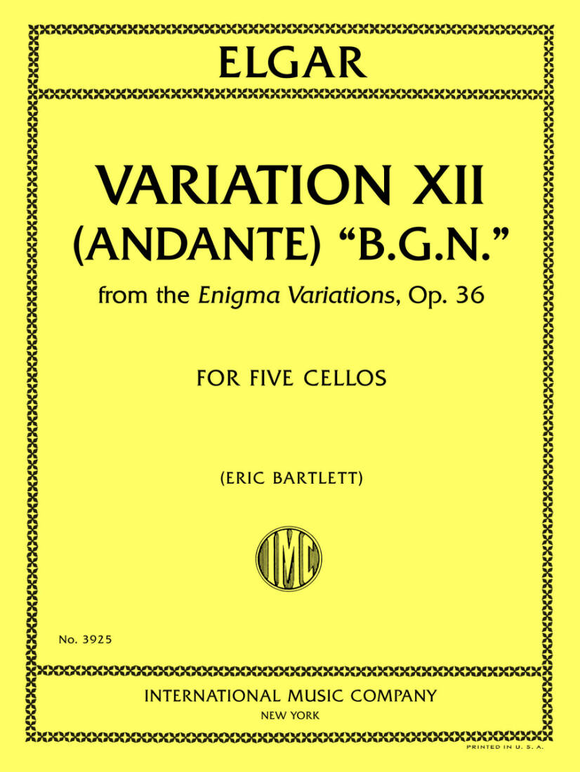 Variation XII (Andante) \'\'B.G.N.\'\' from the Enigma Variations, Op. 36 - Elgar/Bartlett - Five Cellos - Score/Parts
