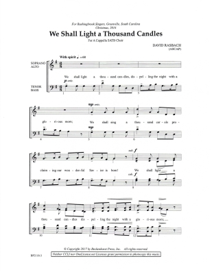 We Shall Light a Thousand Candles - Rasbach - SATB
