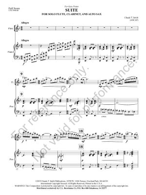 Suite For Solo Flute, Clarinet, and Alto Saxophone - Smith - Woodwind Soloist/Piano - Gr. 5