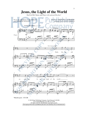 Jesus the Light of the World - Elderkin/Wesley - SATB