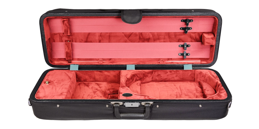 B1003 Featherlite Oblong Suspension Violin Case - Black/Red