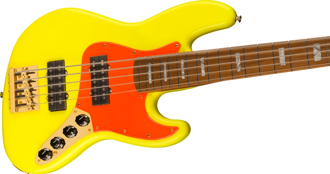 Fender MonoNeon Jazz Bass V, Maple Fingerboard Neon Yellow Long