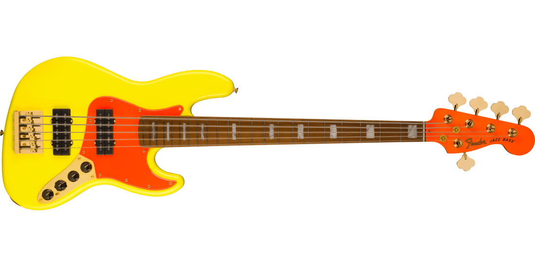 MonoNeon Jazz Bass V, Maple Fingerboard - Neon Yellow
