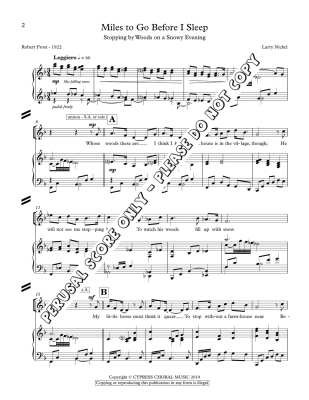 Miles to Go Before I Sleep - Frost/Nickel - SSAA
