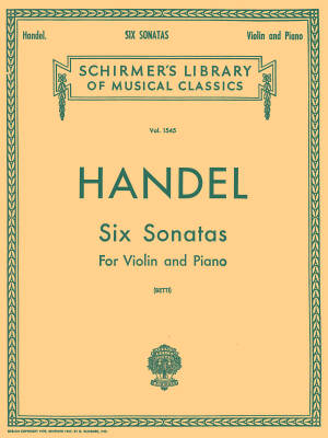 G. Schirmer Inc. - Six Sonatas - Handel/Betti - Violin/Piano - Book