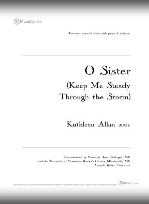 MusicSpoke - O Sister (Keep Me Steady Through the Storm) - Allen - SA