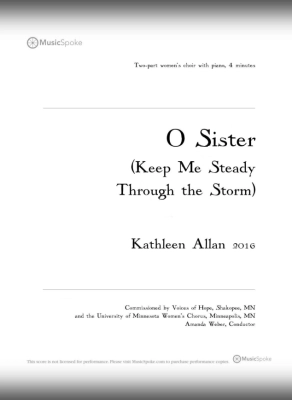 MusicSpoke - O Sister (Keep Me Steady Through the Storm) - Allen - SA