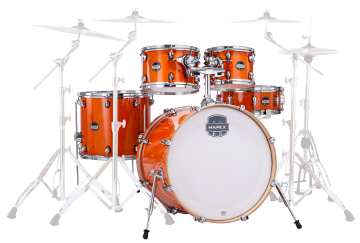 Mars Maple Rock 5-Piece Shell Pack (22,10,12,16,SD) - Glossy Amber