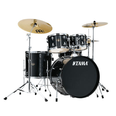 Imperialstar 5-Piece Drum Kit (22,10,12,16,SD) with Cymbals and Hardware - Hairline Black