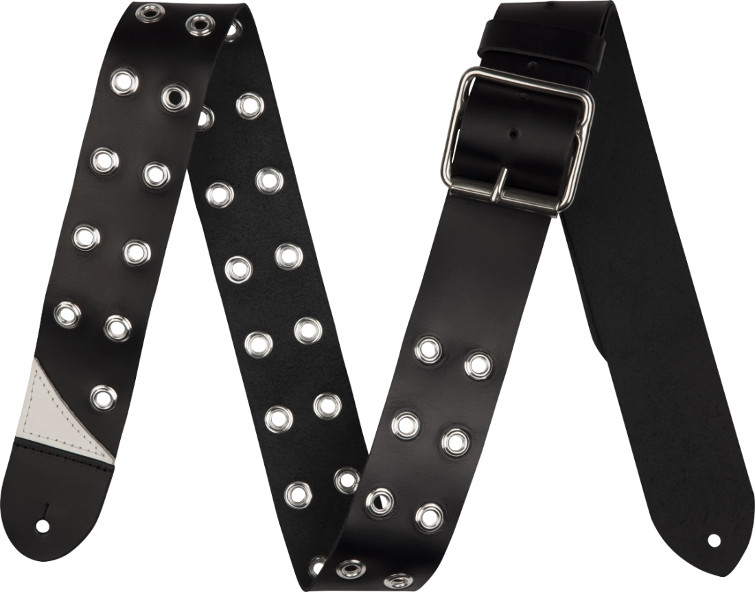 Grommet Leather Guitar Strap - Black