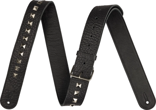 Metal Stud Leather Guitar Strap - Black