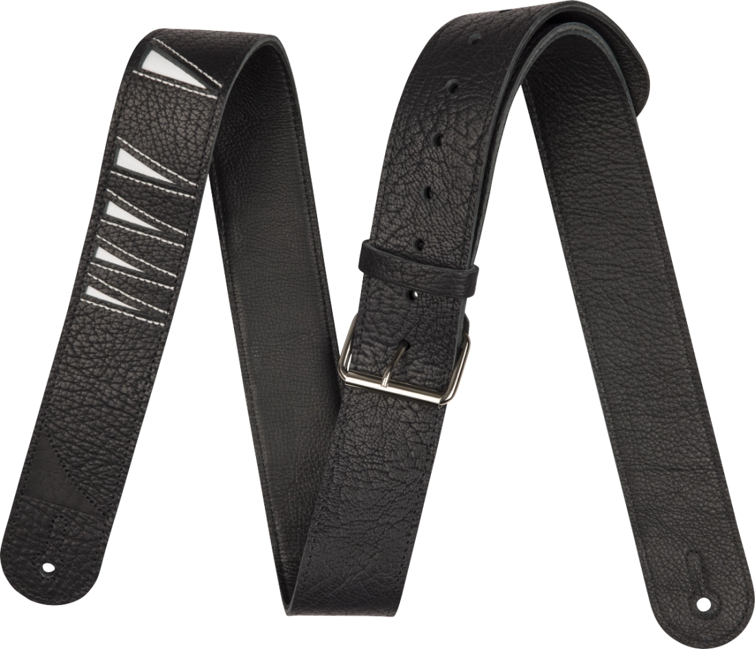 Shark Fin Leather Strap - Black and White