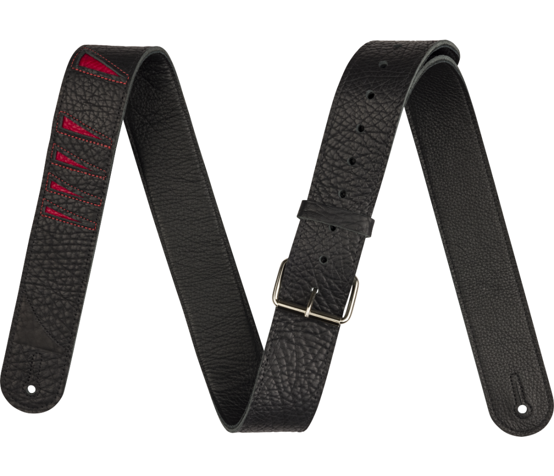 Shark Fin Leather Strap - Black and Red