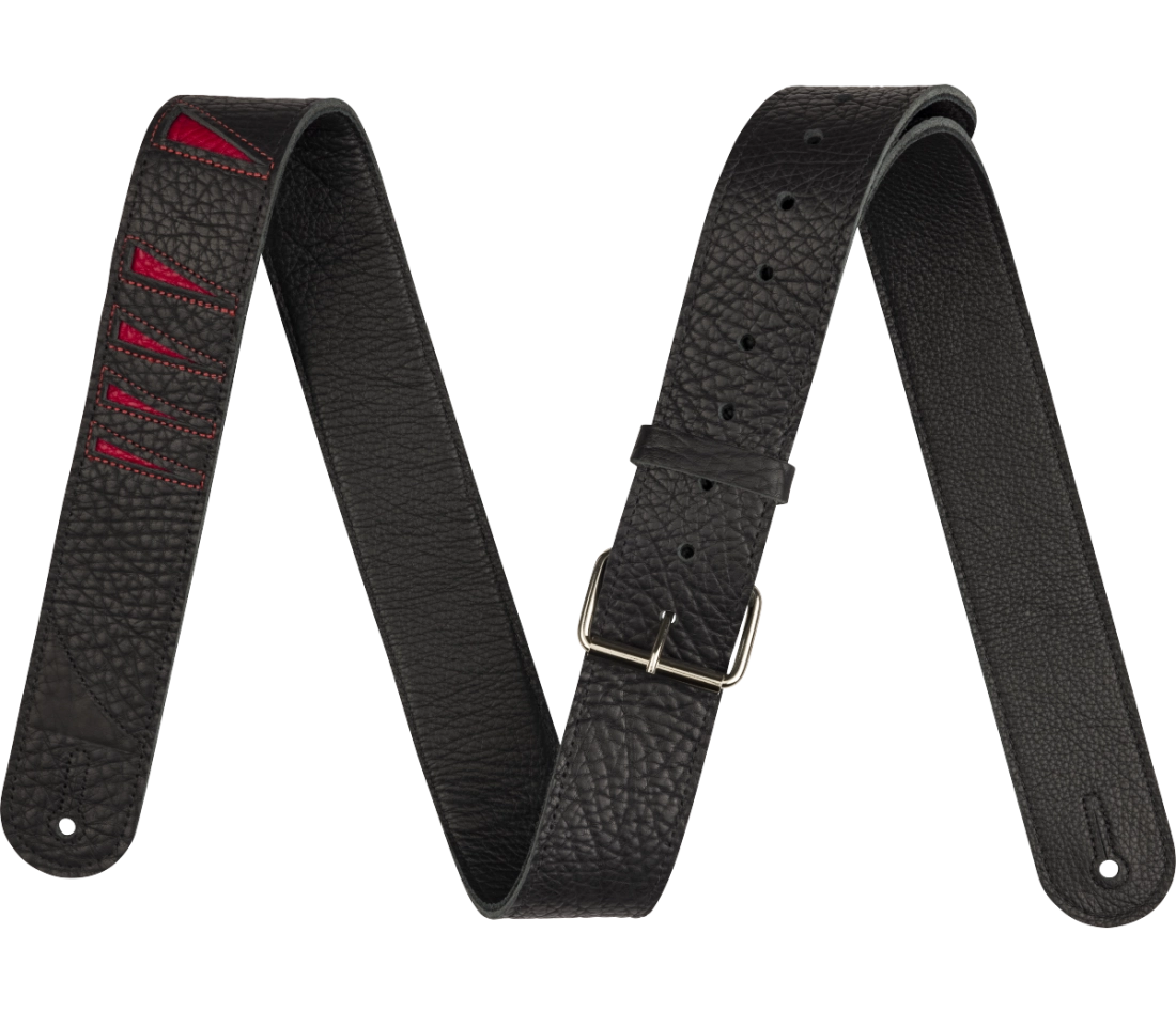 Shark Fin Leather Strap - Black and Red