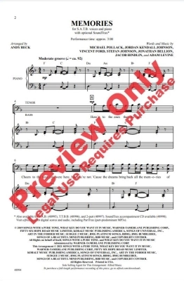 Memories - Maroon 5/Beck - SATB