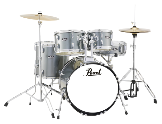 Roadshow 5-Piece Drum Kit (20,10,12,14,SD) with Hardware and Cymbals - Charcoal Metallic