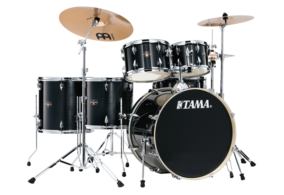 Imperialstar 6-Piece Drum Kit (22,10,12,14,16,SD) with Cymbals and Hardware - Hairline Black