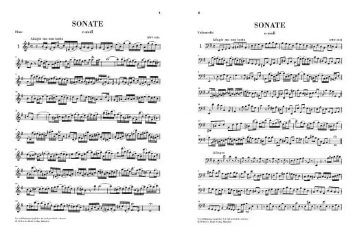 Flute Sonatas, Volume I (The four authentic Sonatas) - Bach/Eppstein - Flute/Cello/Piano - Book