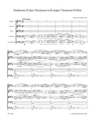 Nocturne for String Orchestra in B Major Op. 40 - Dvorak - Score, Set of Parts, Urtext Edition - String Orchestra