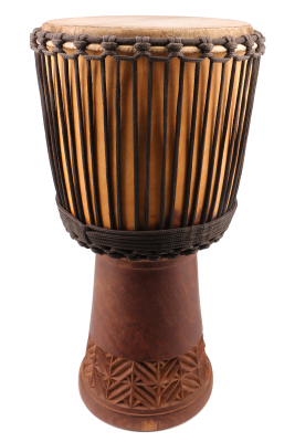 African Drums - African Djembe Large with Partial Carved Bottom - 10.5 x 22