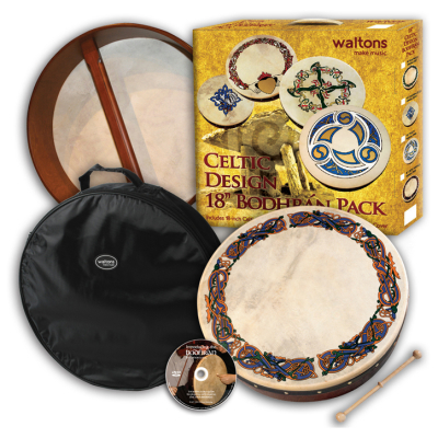 Waltons Irish Music - Bodhrn avec accessoires (45cm, motif croix galique)