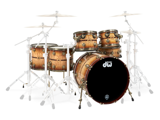 Drum Workshop - 50th Anniversary 6-Piece Shell Pack with Antique Gold Hardware - Burnt Toast Burst