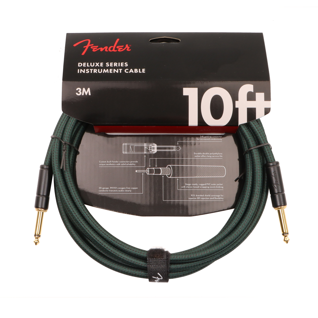 Deluxe Instrument Cable, 10\', Sherwood Green Tweed