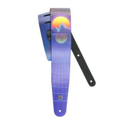 Outrun Printed Leather Guitar Strap - Sunset
