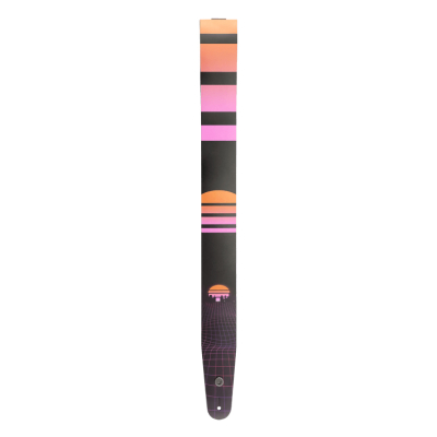 Outrun Printed Leather Guitar Strap - Power Grid