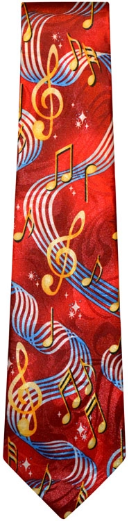 Red G-Clef & Staff Tie