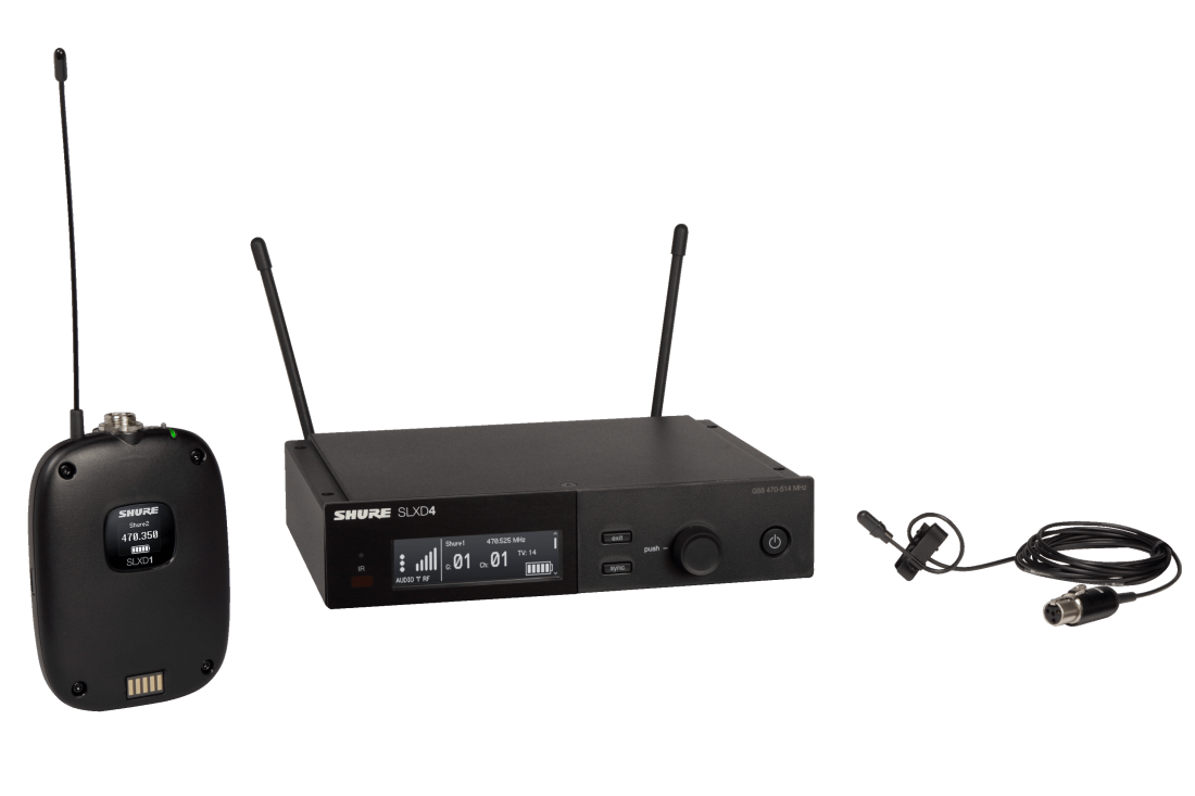 SLXD14 Digital Wireless System with DL4 Lavalier Mic (H55: 514-558 MHz)