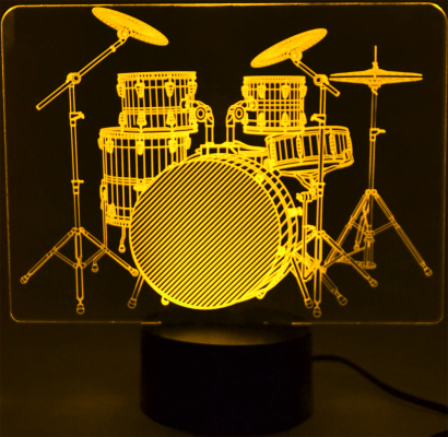 AIM Gifts - 3D LED Lamp Optical Illusion Light (7 Colour Changing) - Drum Set