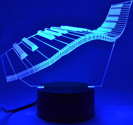 AIM Gifts - 3D LED Lamp Optical Illusion Light (7 Colour Changing) - Wavy Keyboard