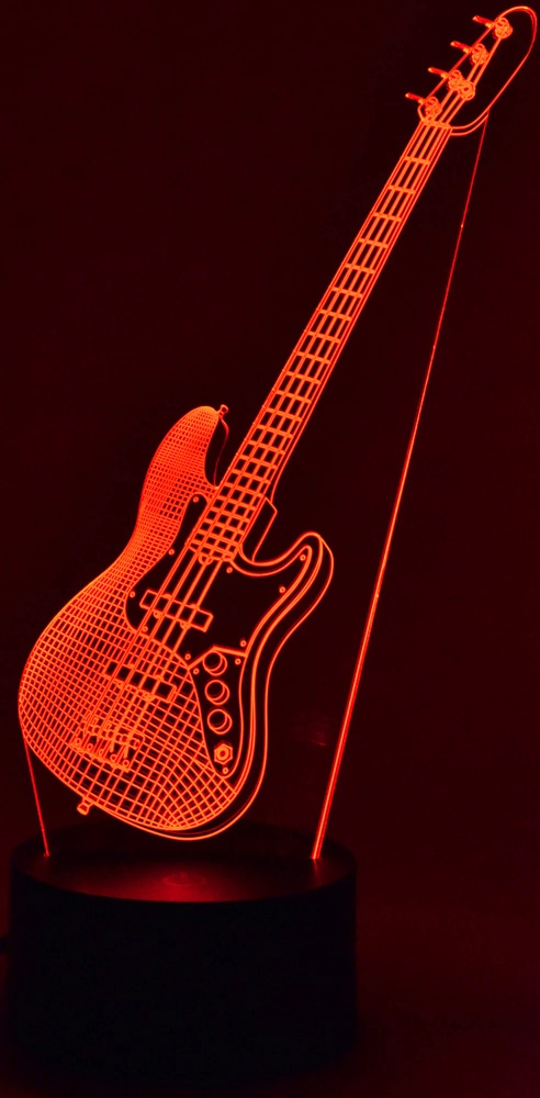 3D LED Lamp Optical Illusion Light (7 Colour Changing) - Electric Bass