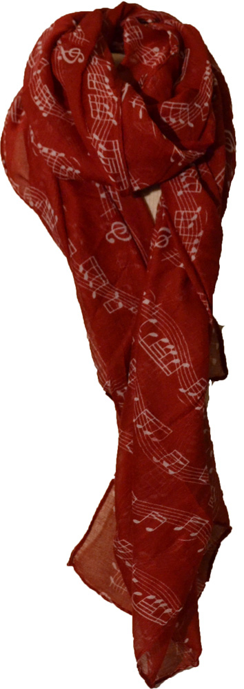 Fashion Scarf, Music Notes - Red