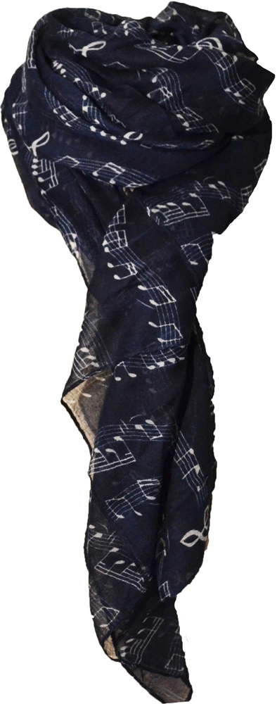 Fashion Scarf, Music Notes - Navy