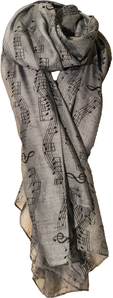 Fashion Scarf, Music Notes - Gray