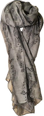 AIM Gifts - Fashion Scarf, Music Notes - Gray