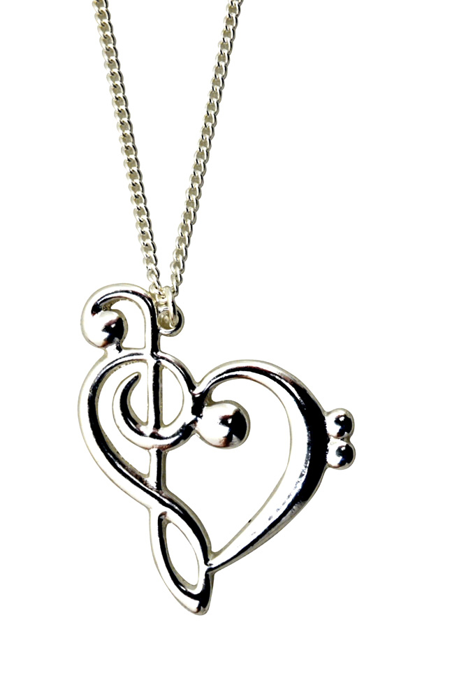 Necklace - G-clef Heart - Silver