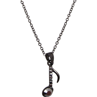 AIM Gifts - Necklace - 8th Note - Black w/Crystals
