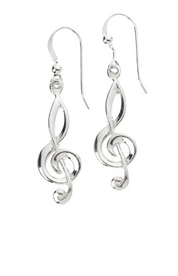 Sterling Silver Earrings: Treble Clef