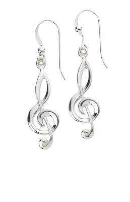 Sterling Silver Earrings: Treble Clef