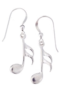 Sterling Silver Earrings: 16th Note