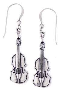 Sterling Silver Earrings: Violin
