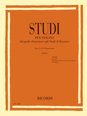 Ricordi - Studies for Violin (from Elementary to Kreutzer Studies), Fasc. III: VI-VII Positions - Perlini - Violin - Book