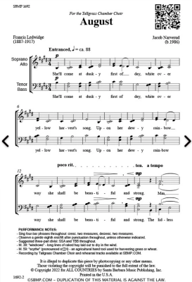 August - Ledwidge/Narverud - SATB