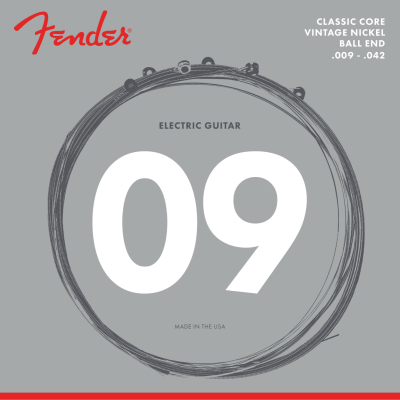 Fender - 155L Classic Core Electric Guitar Strings, Vintage Nickel, Ball Ends - Light (.009-.042)
