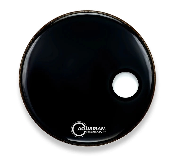 Gloss Black Regulator RSM Bass Drum Head with Offset Hole - 22\'\'