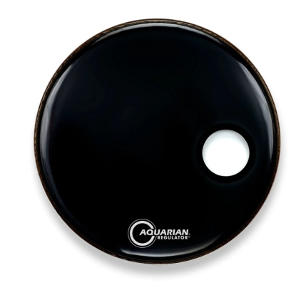Aquarian - Gloss Black Regulator RSM Bass Drum Head with Offset Hole - 22